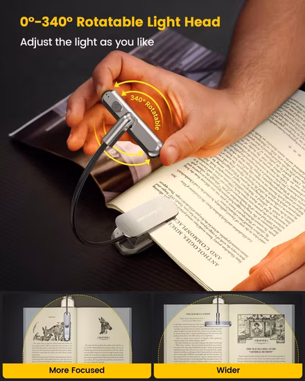 Reading Light, Rechargeable Book Light for Reading in Bed